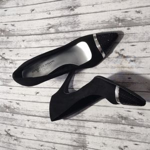 Christian Siriano Black Faux Suede Heels